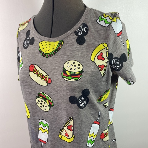 Disney Food Graphic Tee Shirt Size Large Gray Pull Over Short Sleeve - Picture 4 of 8